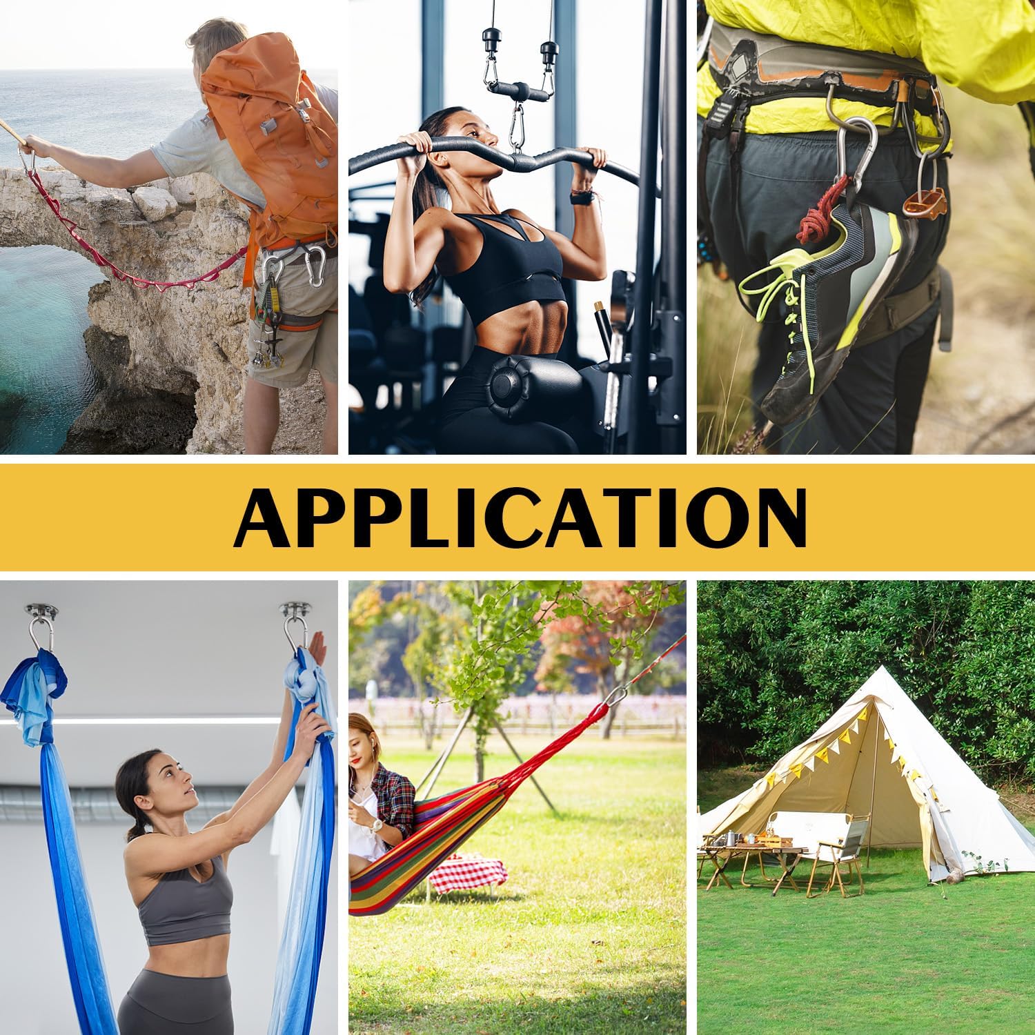 304 Stainless Steel Carabiner 2 inch, 3 inch, 4 inch, 5 Inch.Heavy Duty Carabiner Clips.Stainless Steel Spring Snap Hooks for Camping & Travelling. - Image 4