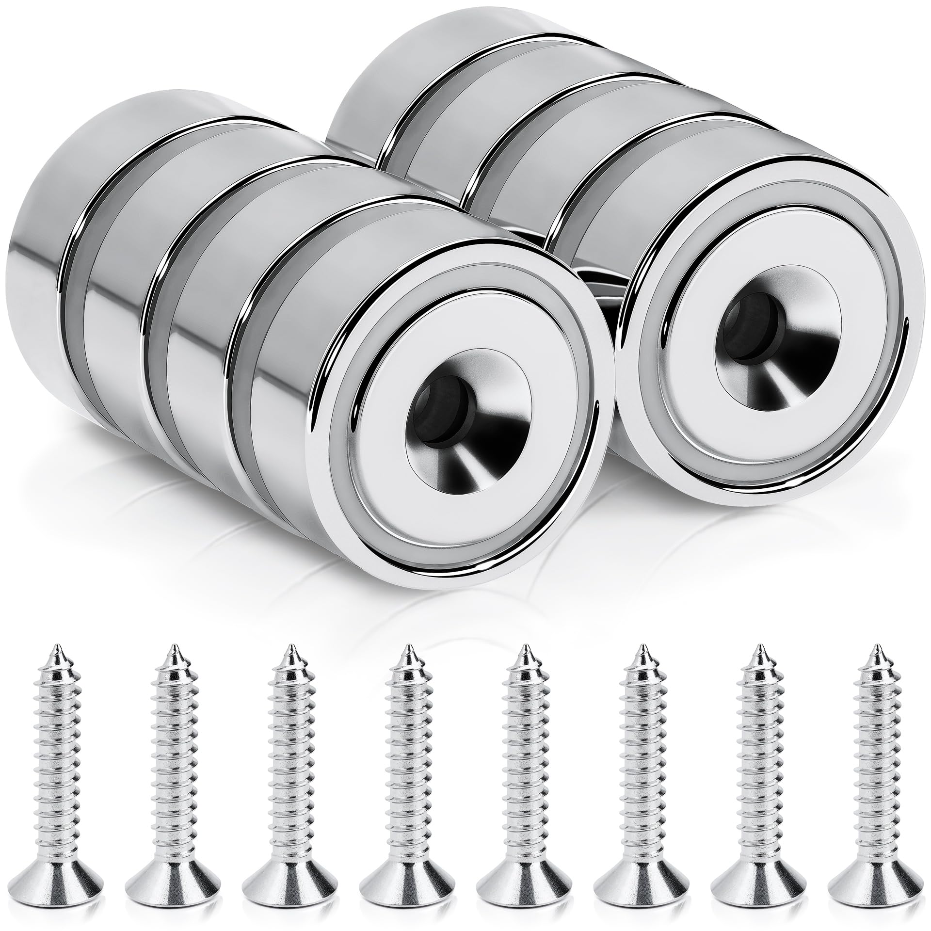 SENSEI Magnete Potente da Avvitare (20x7 mm, 12 kg) – Calamite Potenti Industriali per Garage e Attrezzi – con Viti – Set da 8