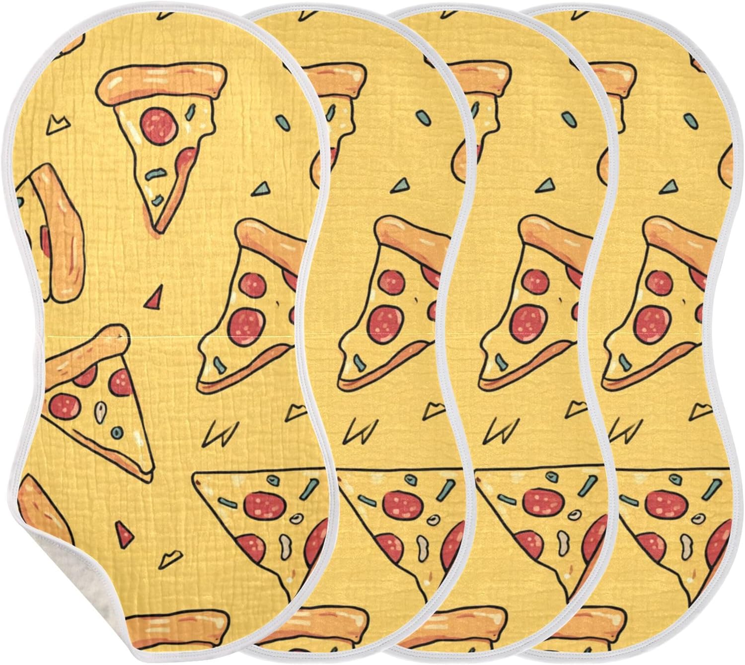 Cute Pizza Slices Burp Cloths Baby Boys Girls Absorbent Soft Cotton Burping Cloths Rags 4 Pack