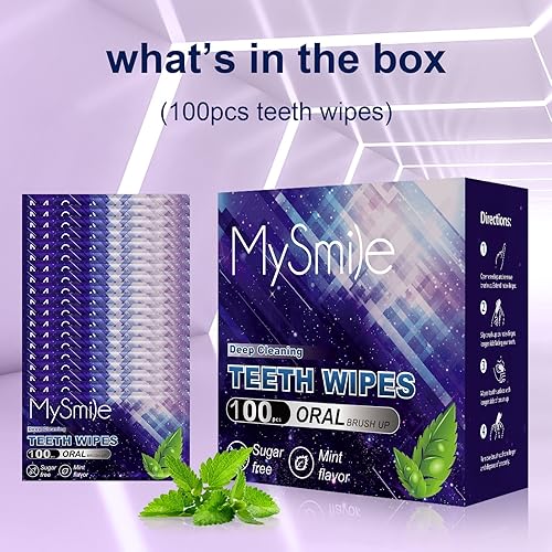 Miniatura 8 de MySmile Toallitas para dientes 100 unidades cepillo de eliminación de dedos toallitas de limpieza profunda cepillos orales toallitas de dientes para