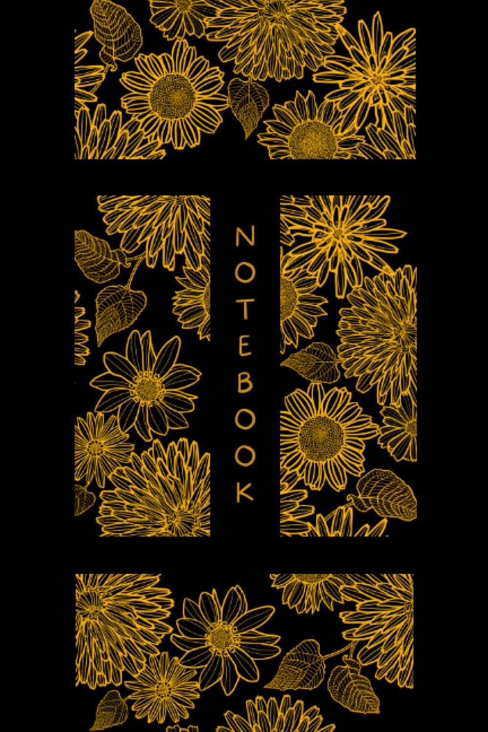 Notebook tendance jaune et noir : carnet ligné moderne, journal d'écriture et de projets