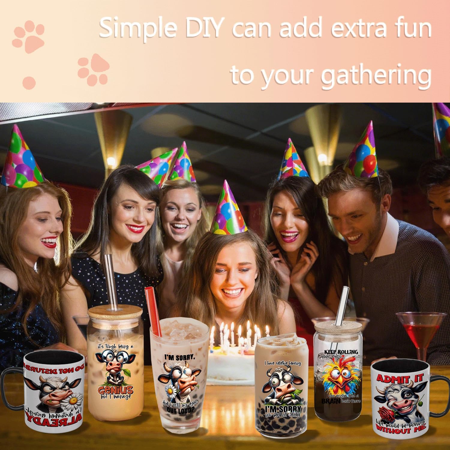 UV DTF Cup Wrap, 12 Sheets, Funny Animal, Style B image 3