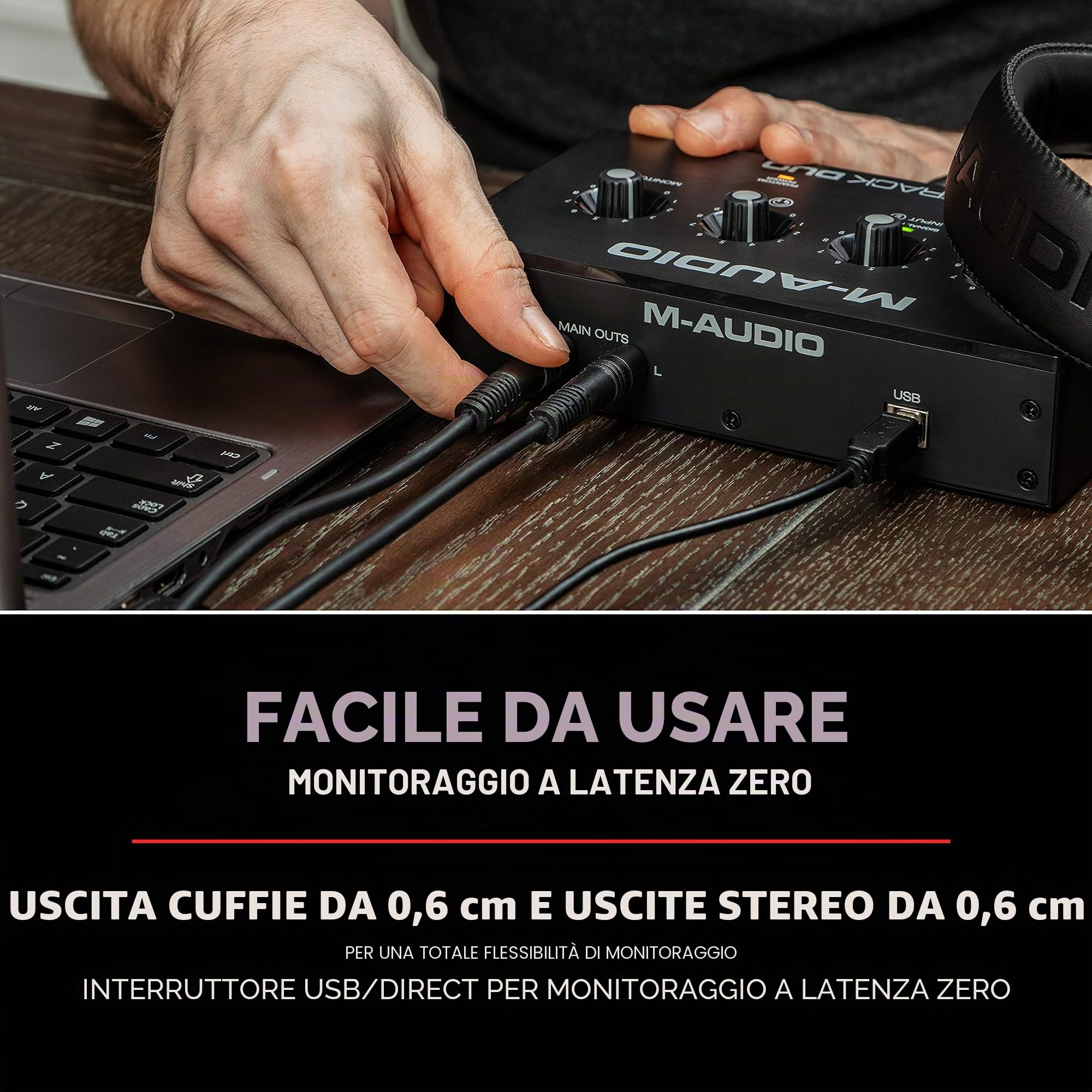 Cuffie + Casse Studio + Scheda Audio - Cuffie Over Ear, Casse Audio Monitor Amplificate PC, Interfaccia Audio Esterna USB e Software per Registrazione, Streaming e Podcast (M-Audio)