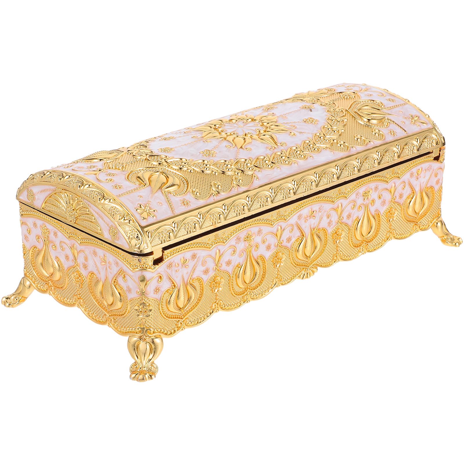 BESPORTBLE Europäische Vintage Schmuckschatulle aus Metall für Damen Gold