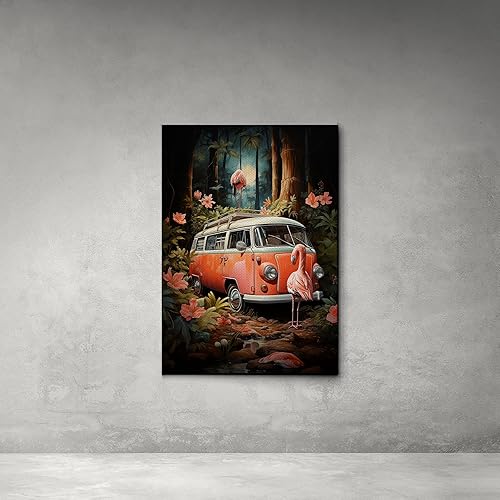 Miniatura 6 de Flamingo Wall Decor, Nature Wall Art, Flamingo Living room Wall Art, Flamingo Lover Gift, Flamingo wall art canvas, Canvas wall art, Flamingo On A