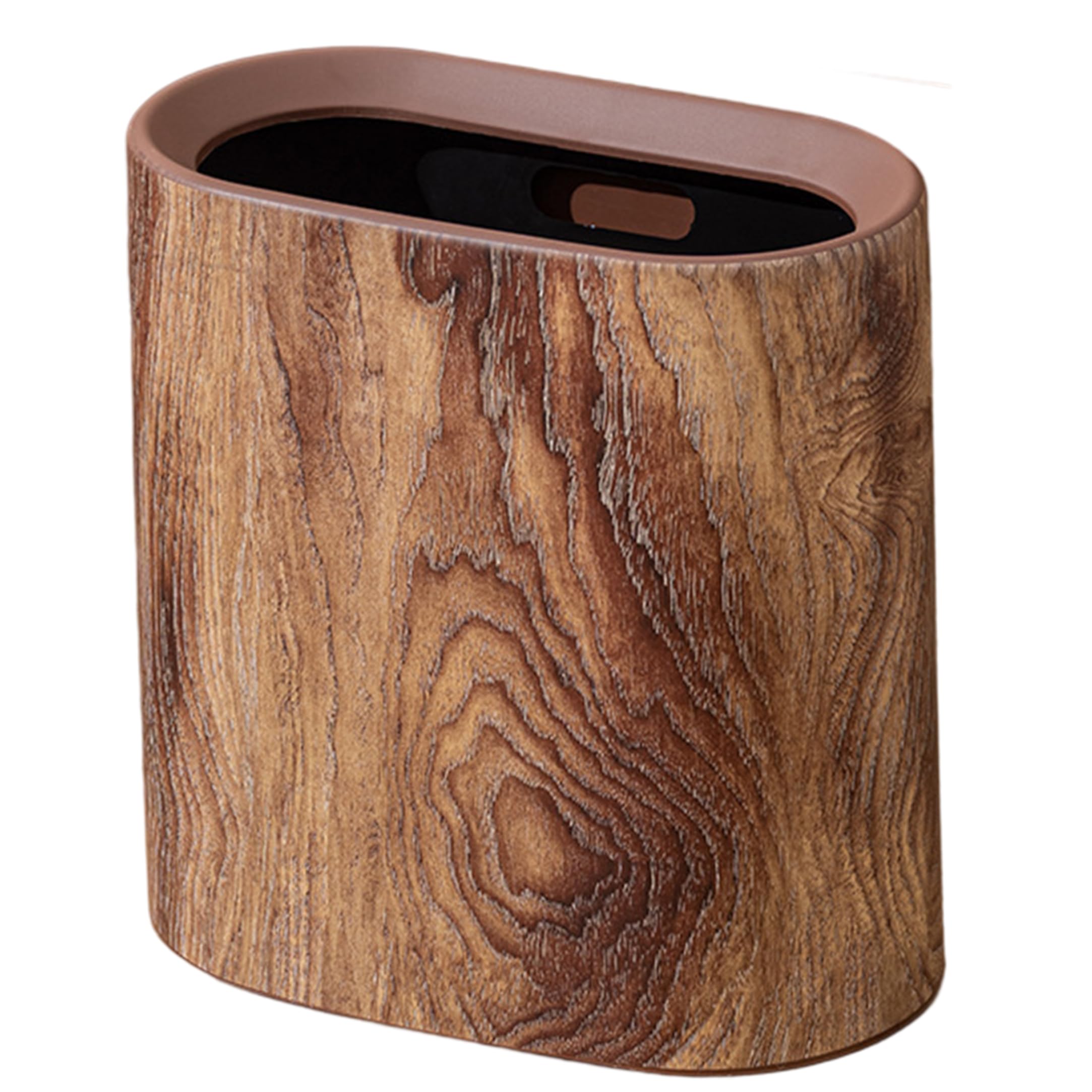 Bemonew Wooden Trash Can, Slim Narrow Office Trash Can - Large Capacity Design, Thickened Plastic Bathroom Trashcan