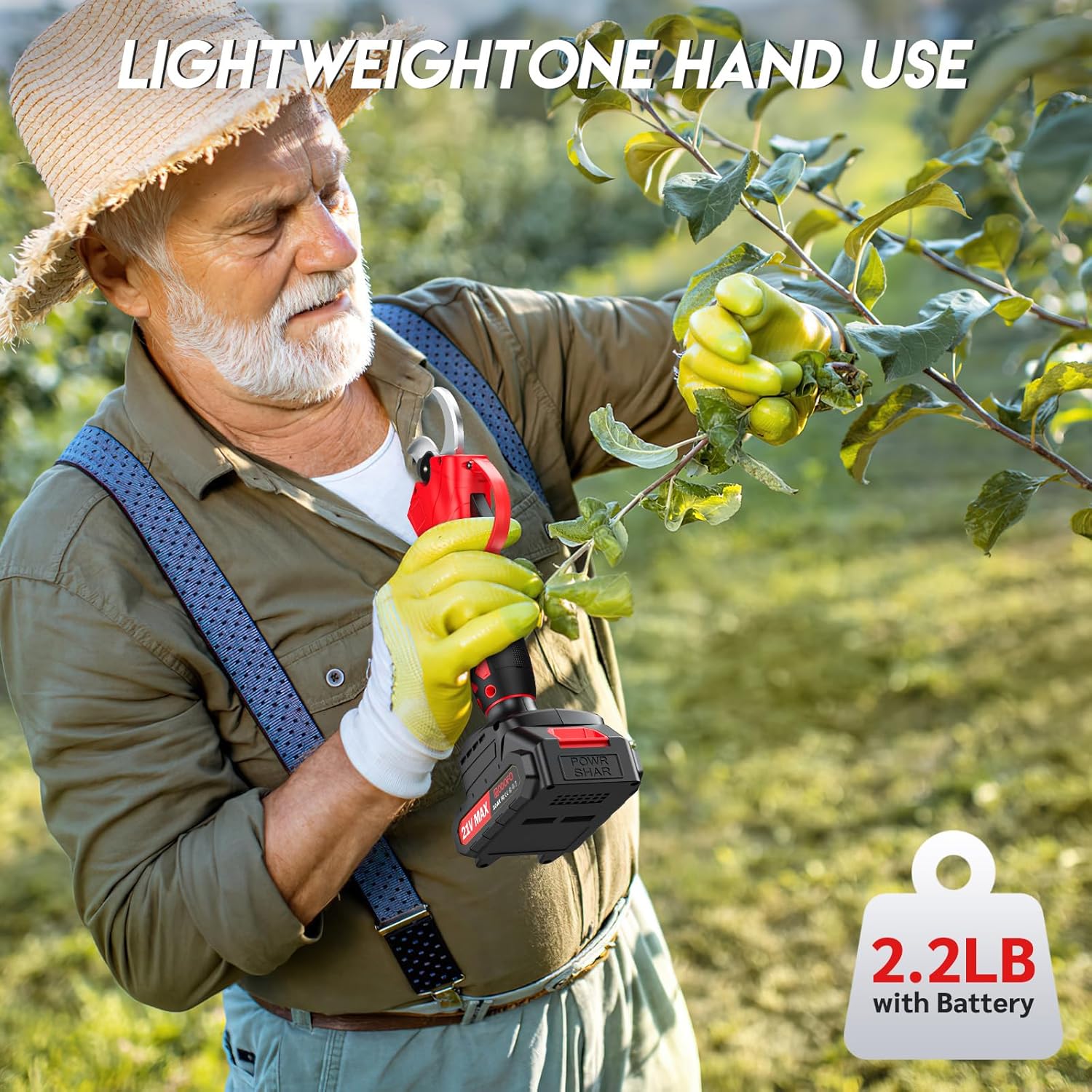 Electric Pruning Shears Cordless – Brushless Motor, LCD Display, 1.4" Cutting Diameter, 2 x 2000mAh Batteries, 1 Replacement Blade – Ideal Gift for Gardeners & Outdoor Enthusiasts