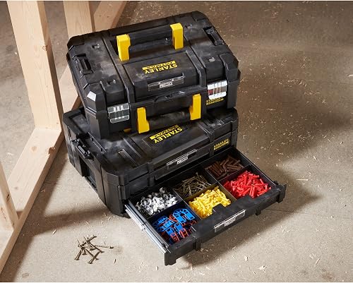 STANLEY FMST1-71981 Kit 2 Mallettes Modulable Tstak/Pro-Stack Gamme FATMAX - 21.5L - Corps en Polypropylène - Larges Attaches Métalliques Anti-Corrosion - Cadenassable - 5