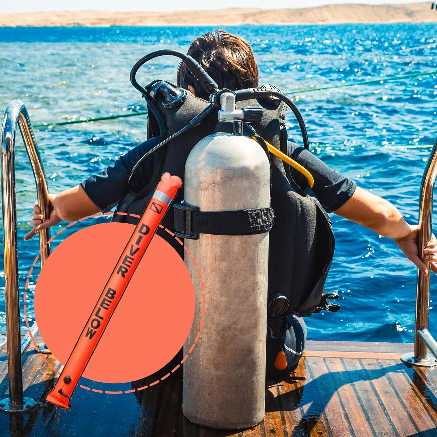 Dive Marker Buoy | High Visibility Dive Flag Buoy | Signal Tube High Visibility, Inflatable Diving Marker Float for Underwater Diving Snorkeling