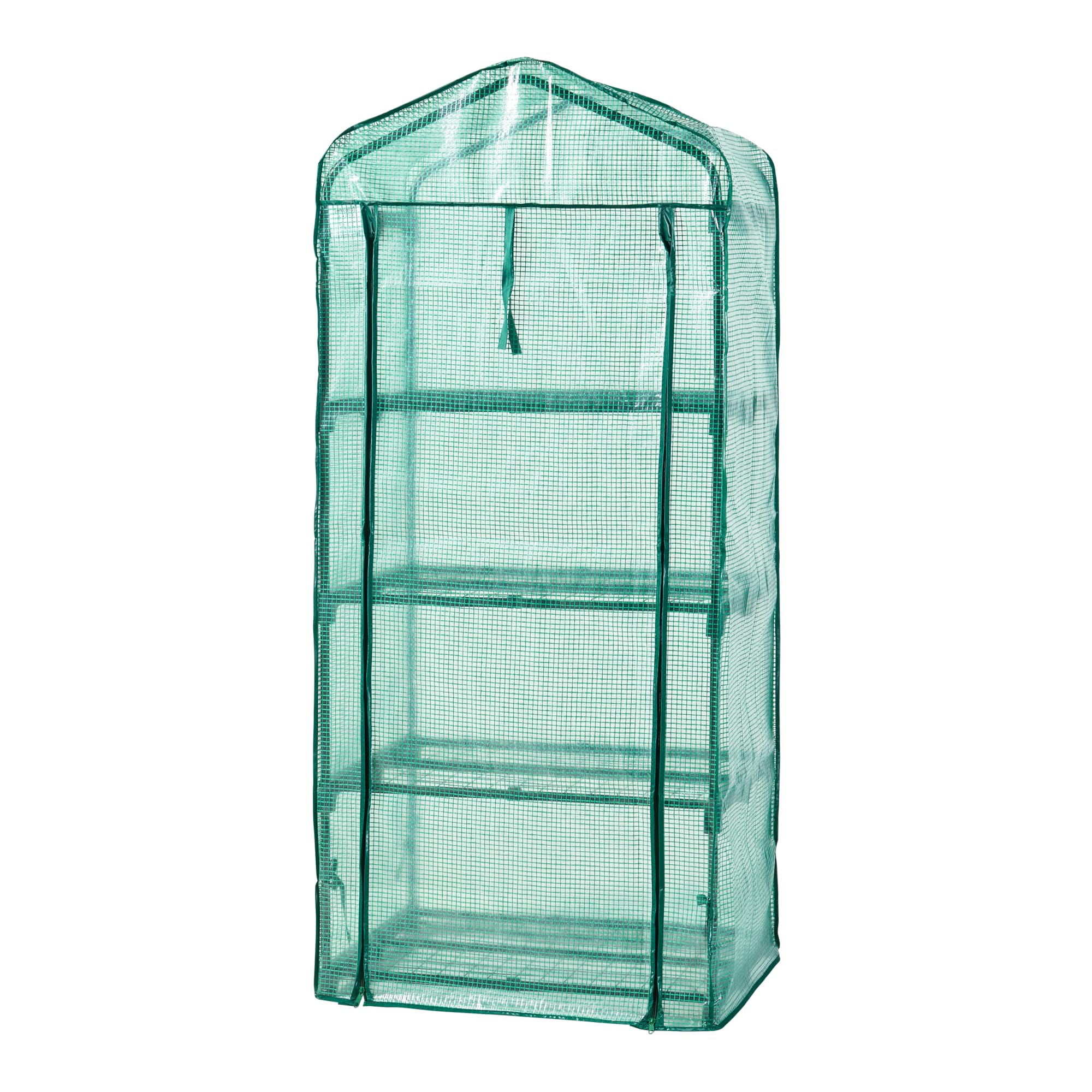 [en.casa] Serra da Giardino Balcone per Coltivazione Piante Scaffale a 4 Piani a Rete Copertura Semitrasparente Apertura a Cerniera Lampo Entrata Avvolgibile 158 x 69 x 49 cm Verde