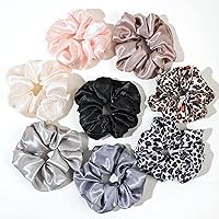 Vista 8 de Coleteros de satén para el cabello: lindos y grandes sujetadores de cola de caballo para cabello grueso y rizado - lazos para el cabello sin