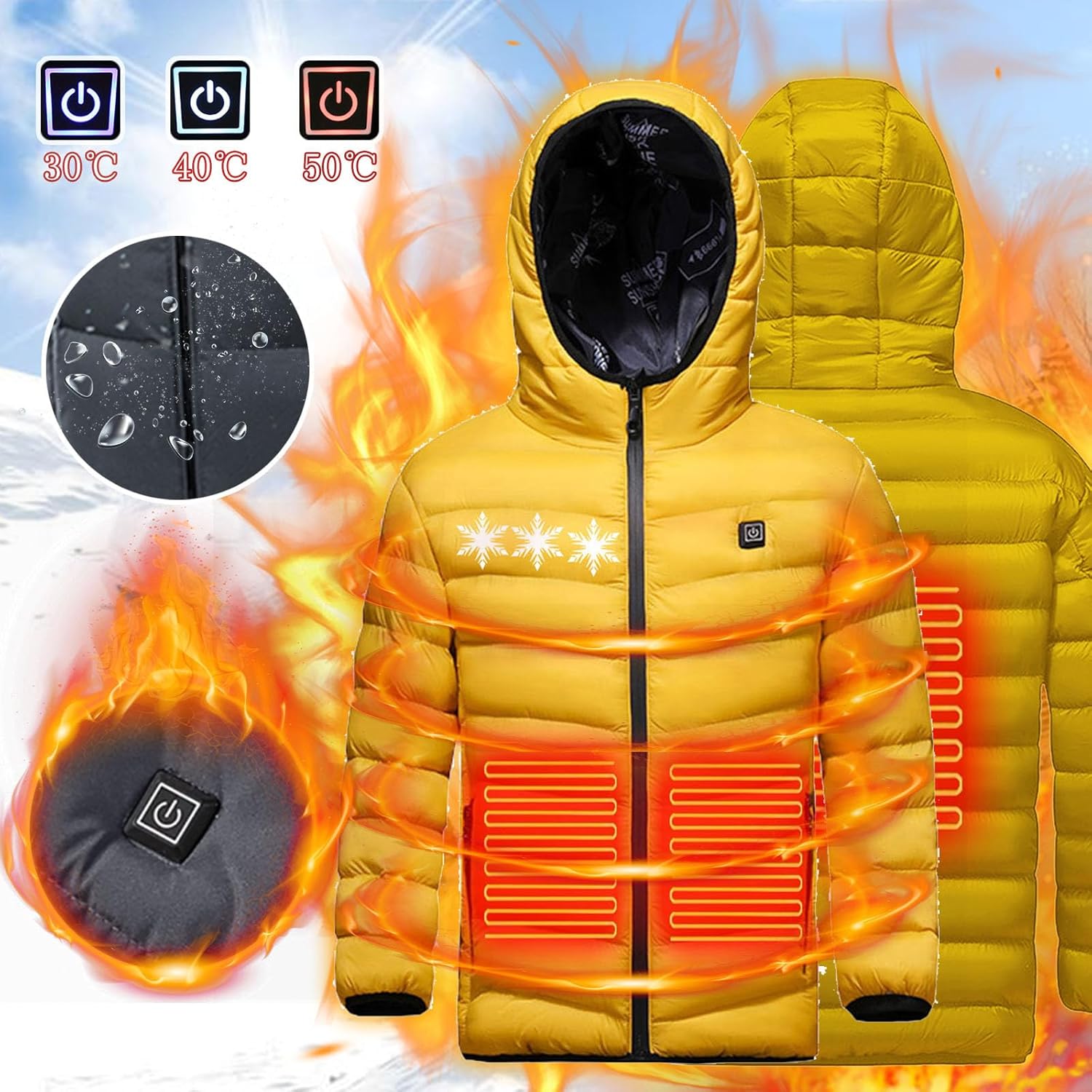 Heated Jacket for Boys Girls, Child Electric Heating Jackets Waterproof Windproof Heated Coat Outerwear, Child Electric Heating Jackets Waterproof Windproof Heated Coat Outerwear