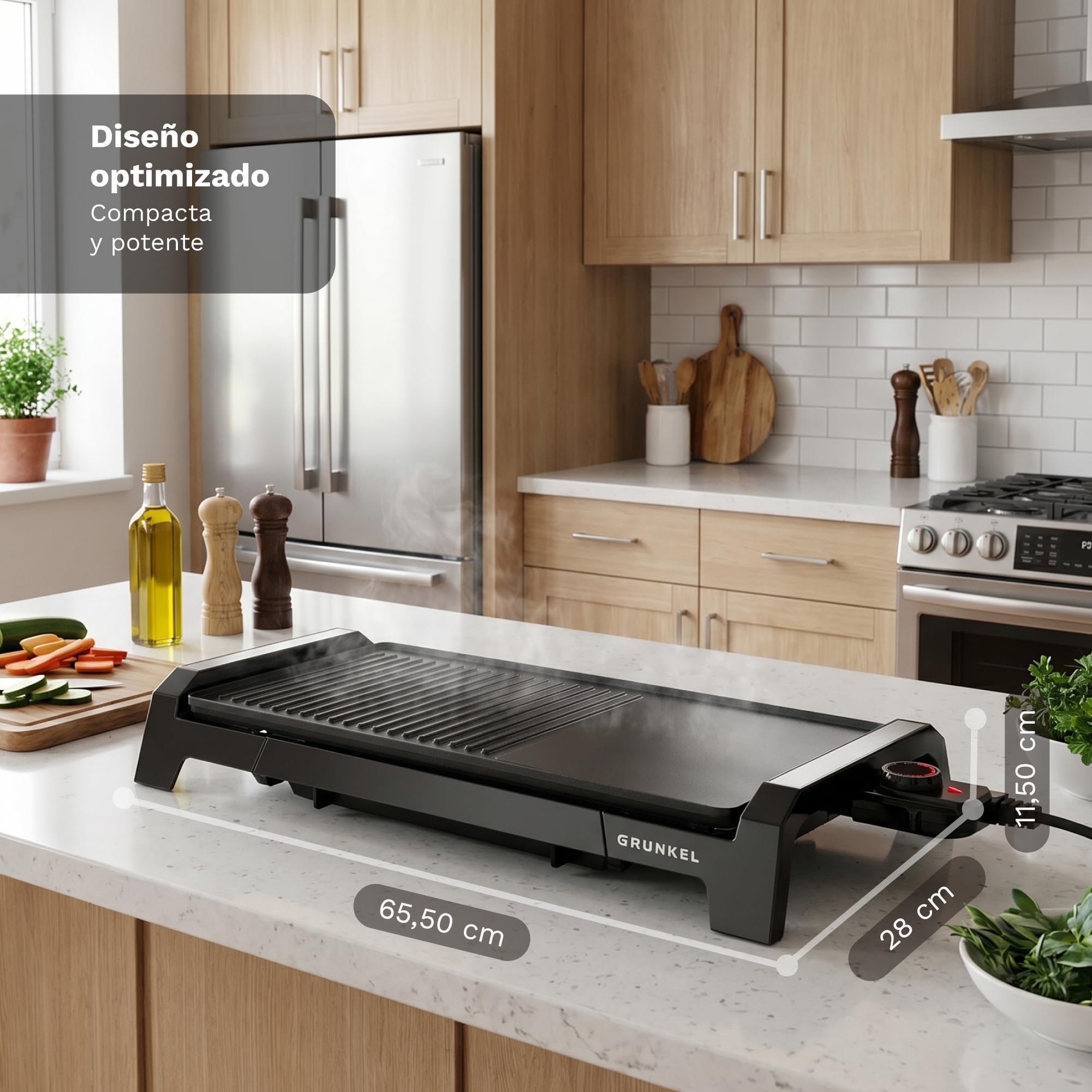 GRUNKEL bk-dh51 Contact Grill de table électrique 2200 W Noir – Barbecue (2200 W, contact Grill, électrique, table, noir, rectangulaire)