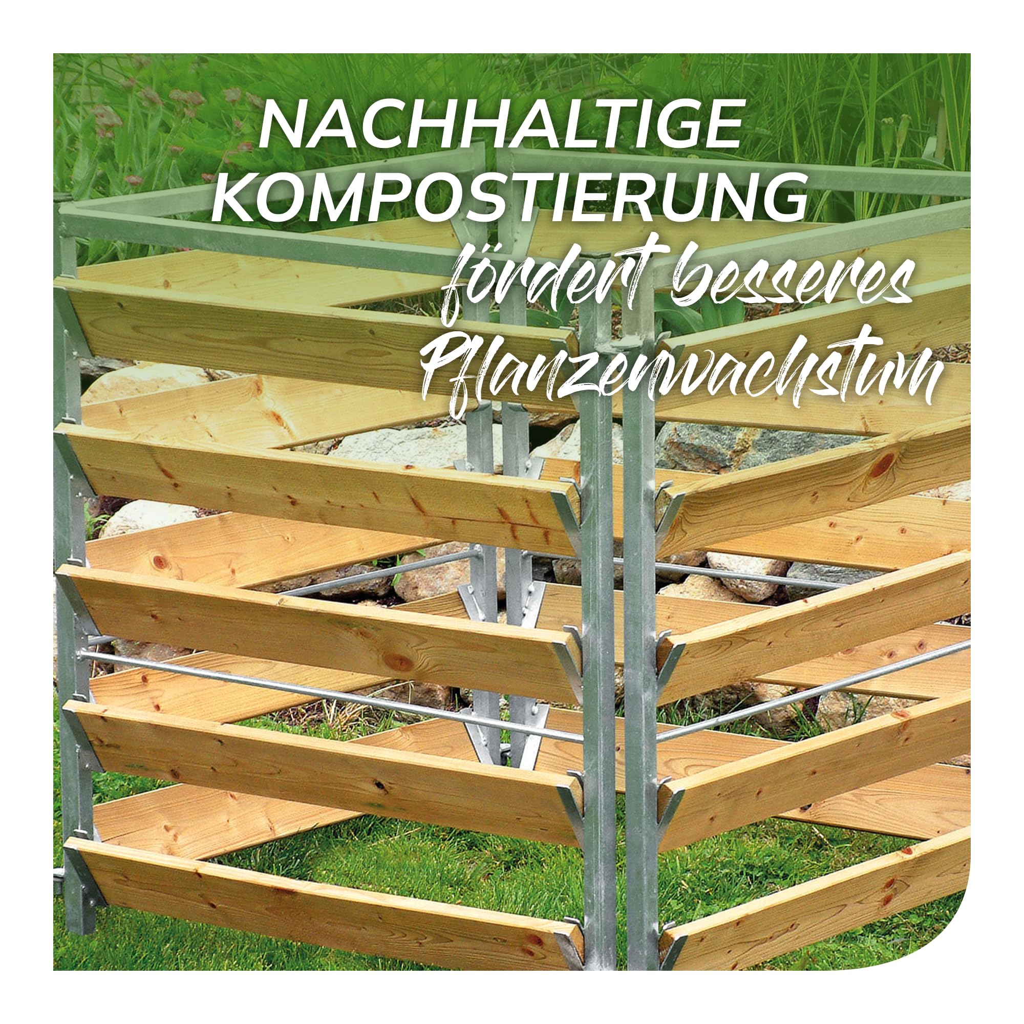 bellissa – Komposter für Garten 100x100x100cm (L) – Gartenkomposter in Holz-Metall Optik feuerverzinkt – Optimale Belüftung für schnelle Kompostierung – Nachhaltige Gartenlösung für Bio-Komposthaufen