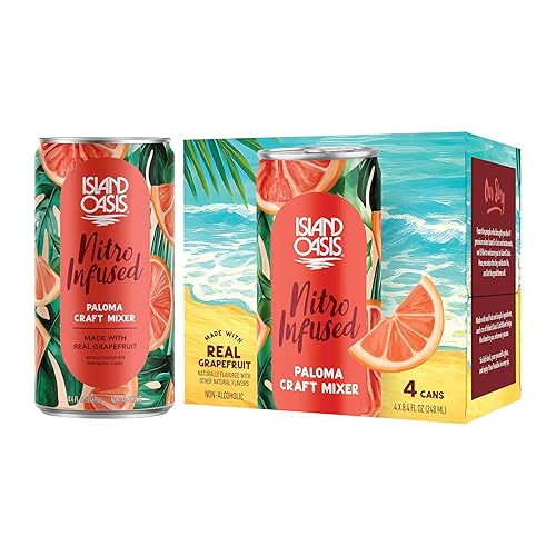 Island Oasis Nitro - Mezclador artesanal Paloma con infusión de nitro, 8.4 onzas líquidas, paquete de 4, mezclador sin alcohol y sabor natural
