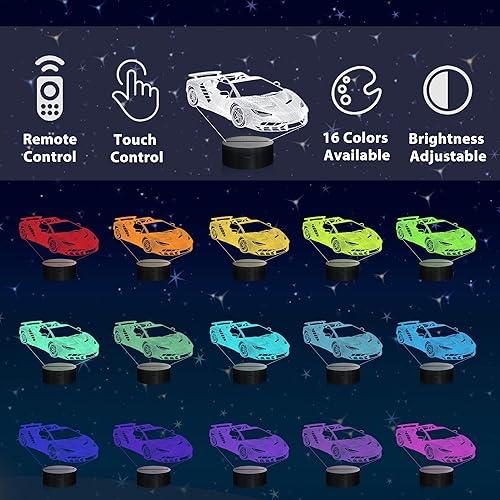 Miniatura 10 de Ammonite Lámpara 3D de excavadora para niños, luz nocturna LED de ilusión óptica con control remoto y función de sincronización como ideas de