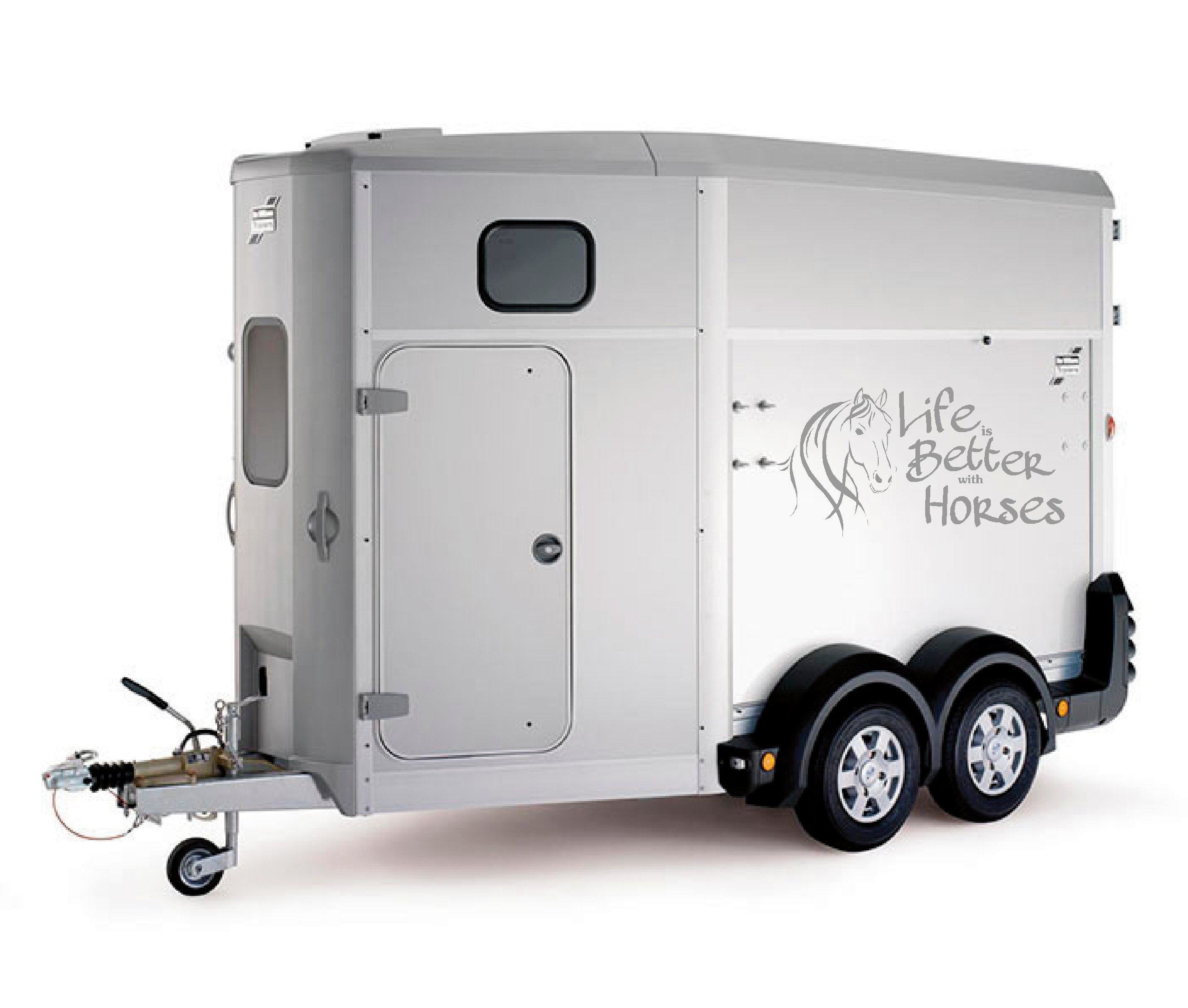 LightningSigns Life is Better with Horses Trailer Box Truck Sticker Wall Art Decals Large LSH18 (Grey)
