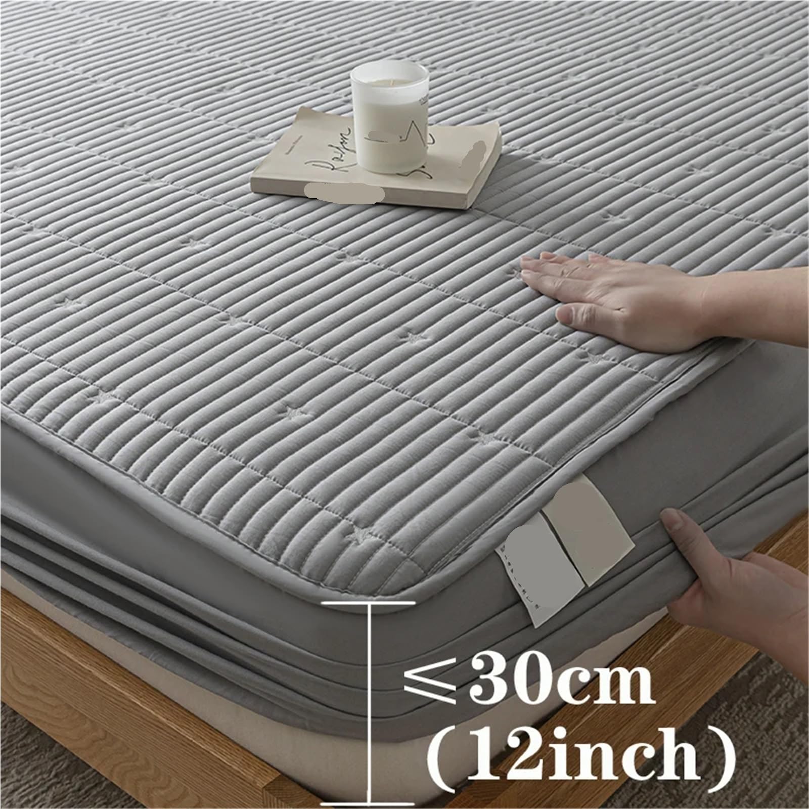 Funda de colchón Impermeable, Gruesa, Protectora, sábana Bajera Ajustable, con Fundas de Almohada (Rosa, Individual, 99x190x30cm)