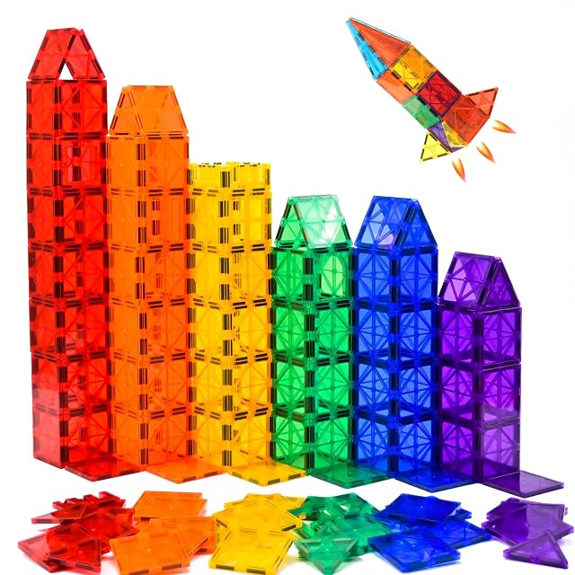 FNJO: Baldosas Magnéticas 52 Piezas Set Construcción Premium, Bloques Magnéticos Juguete Stem, Regalo Educativo Niños/Niñas 3+ Años