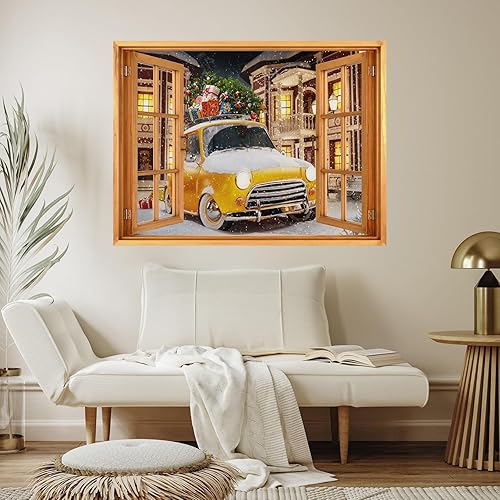 Miniatura 4 de wall26 Adhesivo de pared extraíblemural de pared, vista de ventana, Navidad, nieve, aldea, ciudad, automóvil, celebraciones y vacaciones, fotografía