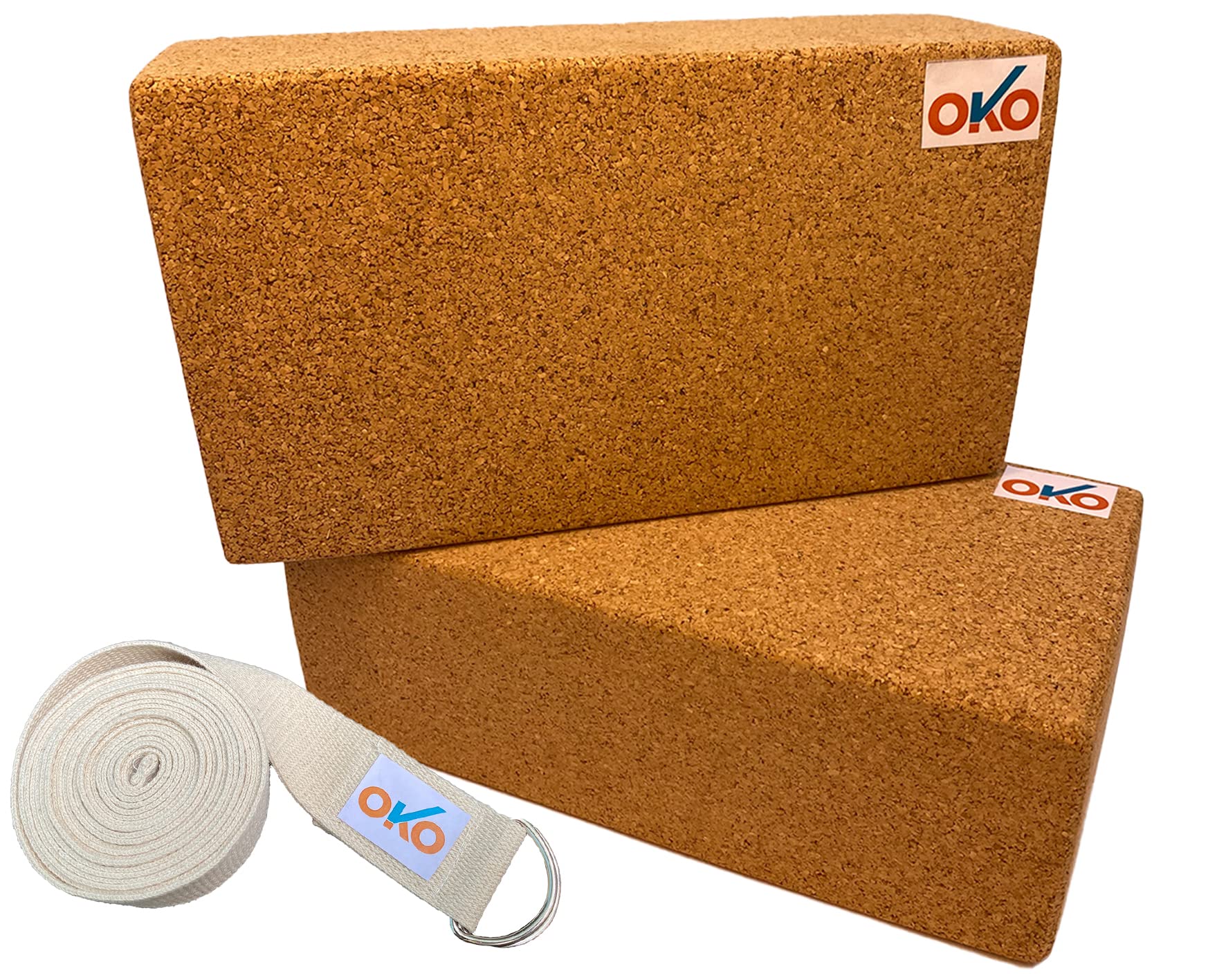 OKO Cork Premium High Density Non-Slip Exercise Yoga Bricks [ Set of -2] Free Yoga Belt 9" x 5" x 3" (B09V11VH39) Amazon Price History, Amazon Price Tracker