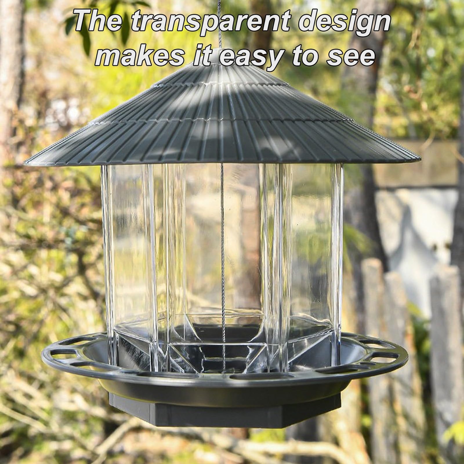 Mangiatoia per Uccelli da Esterno, Abbeveratoio per Uccelli, con Coperchio Superiore, Design Trasparente, Facile da Usare, per Giardino e Cortile(Green)