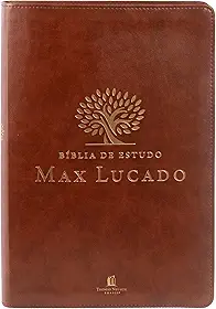 Bíblia de Estudo Max Lucado NVI, Capa luxo marrom, Leitura Perfeita