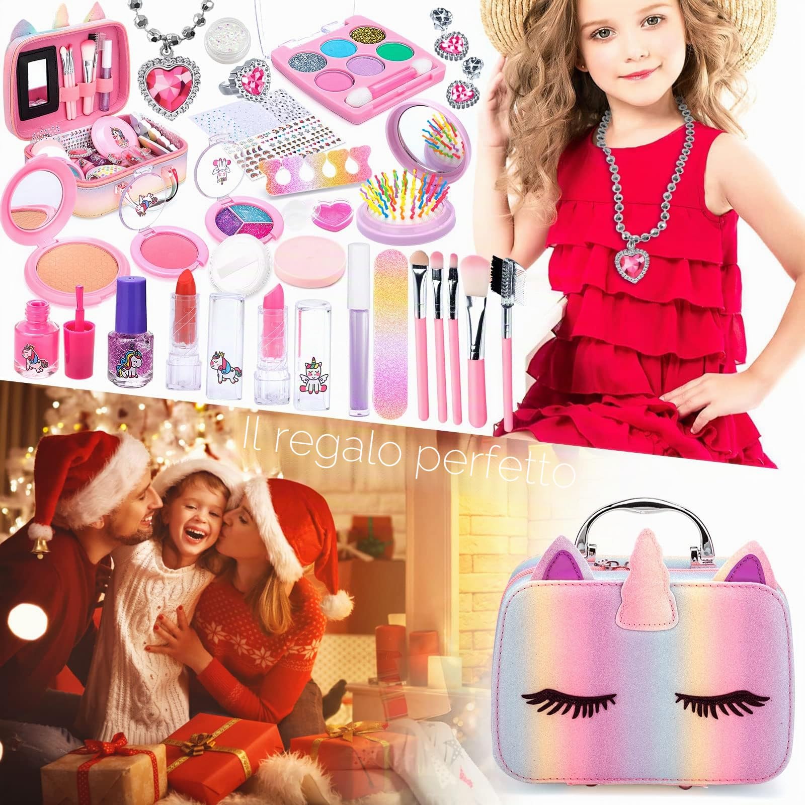 Trucchi Bambina Set 31 pezzi, Lavabile set di trucchi per bambini, Trucchi bambina anallergici, Valigetta Trucchi Bambina, Giochi Regali di Compleanno di Natale per Ragazze 3 4 5 6 7 8 9 10