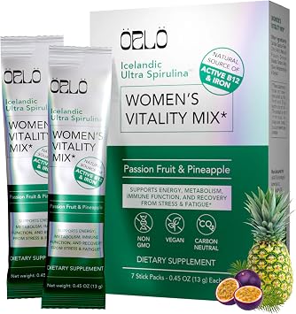 Orlo Womens Vitality Mix Travel Kit Daily Multivitamin & Bacillus Probiotic Supplement for Feminine Health, Energy, Focus with Vitamin D3, B12, Iron, Glycine, Cranberry & Spirulina 7 sachets