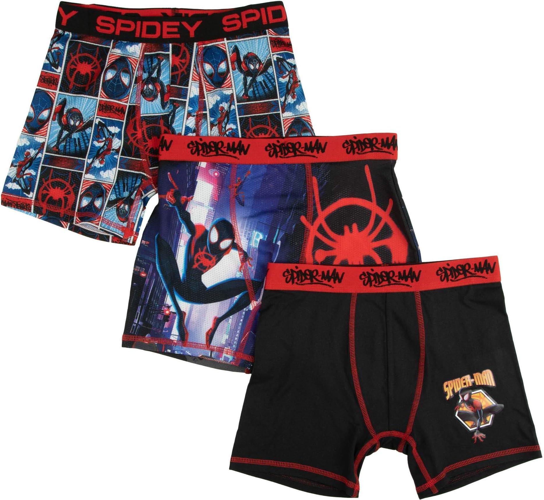 Spiderman Boxers Into The Spider-Verse 3-Pack Briefs for Boys (Small (Size 6))