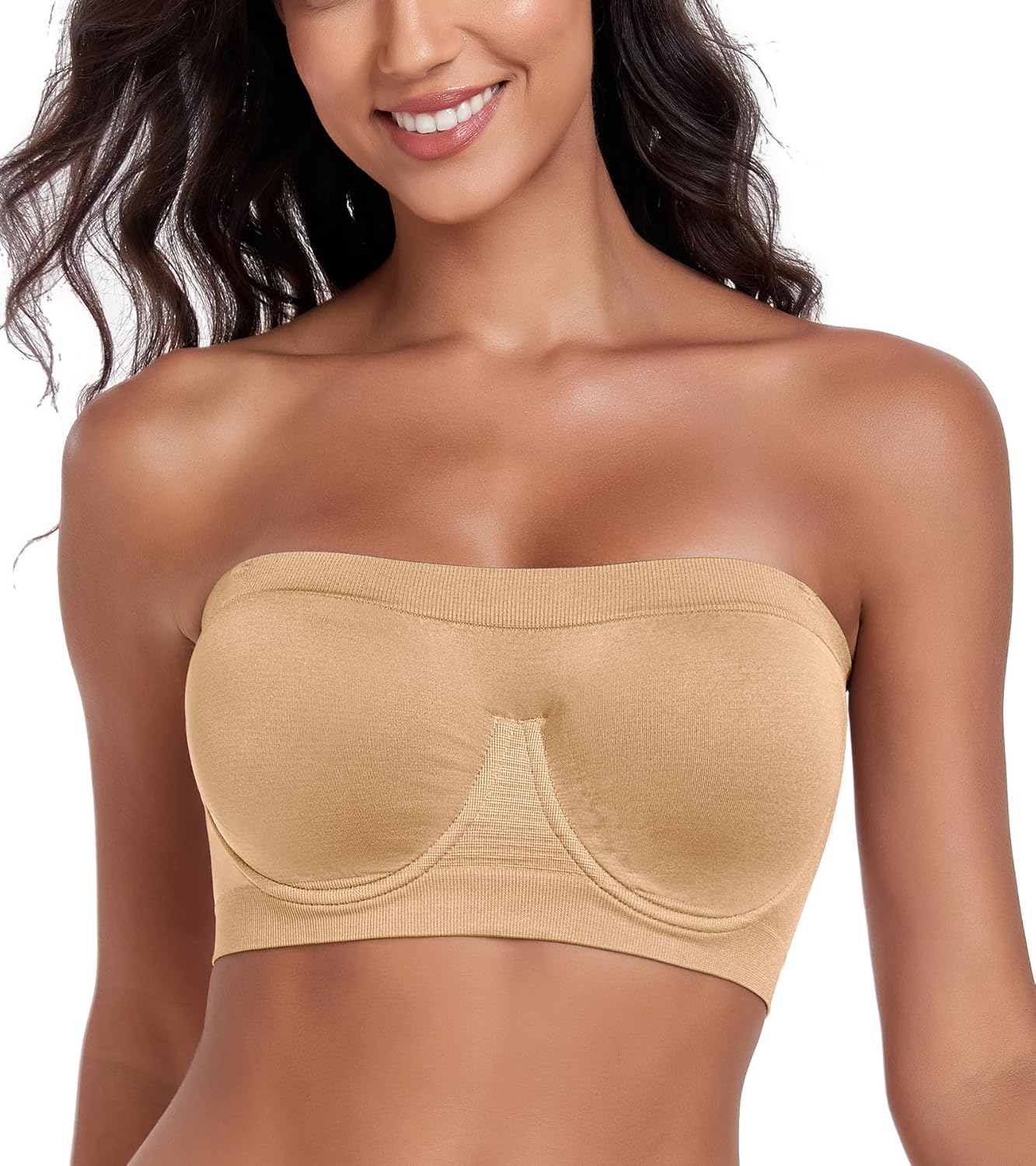 Women‘s Underwire Strapless Multiway Bra Bandeau Seamless Supportive Bras Non Padded Top