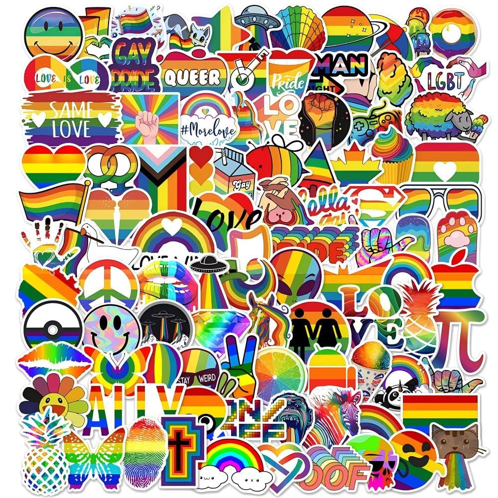 Ethel Gay Stickers Pride Stickers Bulk 100Pcs - Waterproof Gay Pride Stickers For Lgbtq+ Bi Trans Lesbian, Pride Accessories For Water Bottles, Laptop, Helmet & Motorcycle