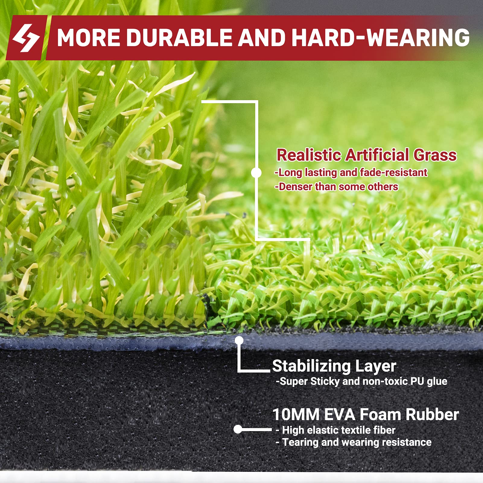 SAPLIZE Tapis de frappe de golf pliable 2 en 1, 58,4 x 40,6 cm, tapis de gazon rugueux et de parcours pour frapper, ébrécher et putter le golf, pratique et d'entraînement pour intérieur/extérieur