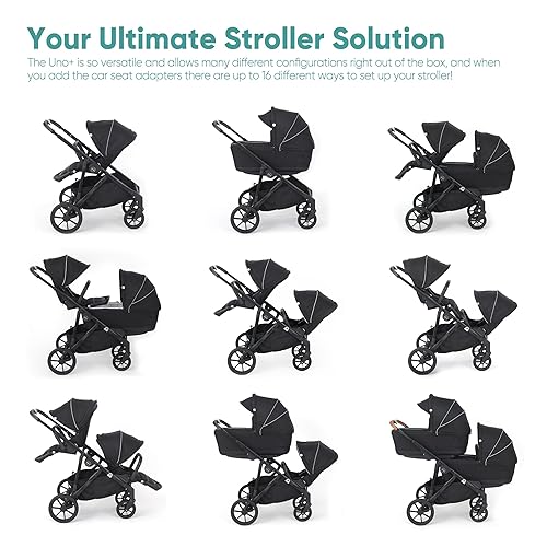 Miniatura 4 de KidCo Uno+ - Cochecito de viaje con sistema de viaje, cochecitos dobles de lujo para recién nacidos a niños pequeños con cuna de transporte a juego,