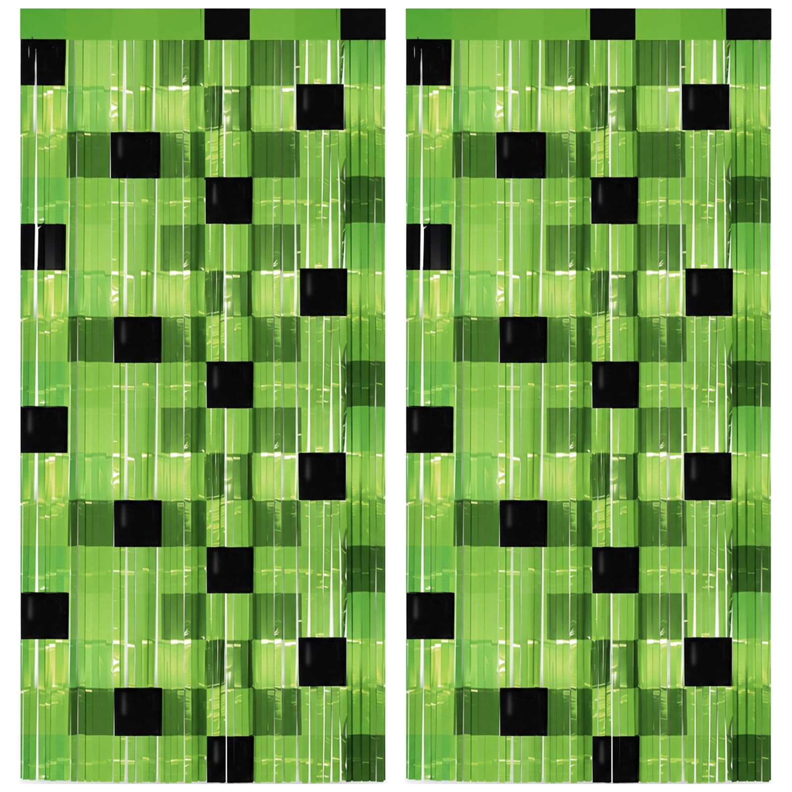 Alaoo 2PCS 3.28 x 6.56ft Tinsel Curtain, Green square