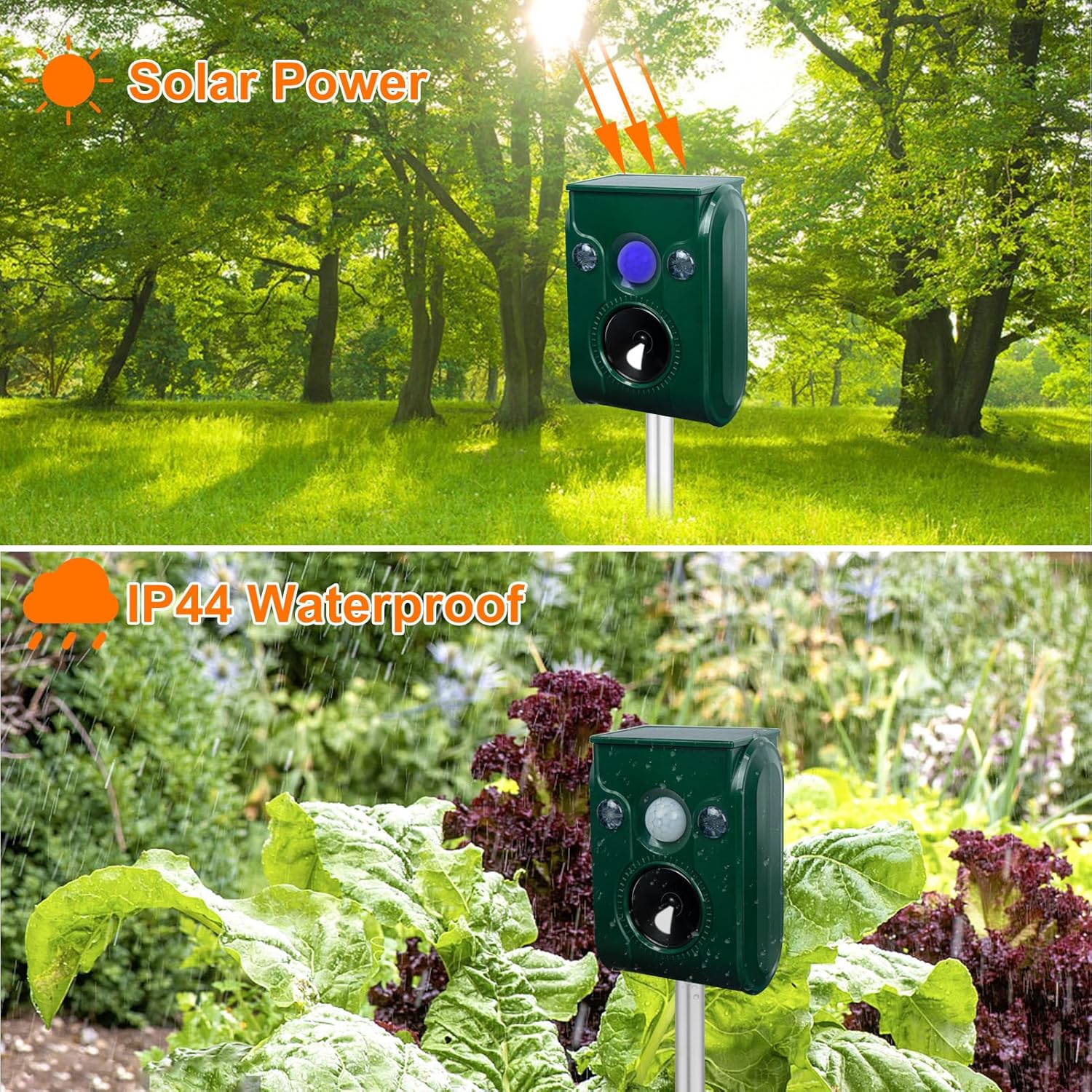 2 Pack Solar Animal Repellent, Ultrasonic pest Repeller, Cat Repellent Outdoor, Squirrel Repellent, Deer Repellent,Waterproof,Siren and Flash Animal Repellent,Repel,Dog, Raccoon, Skunk,Rodent.