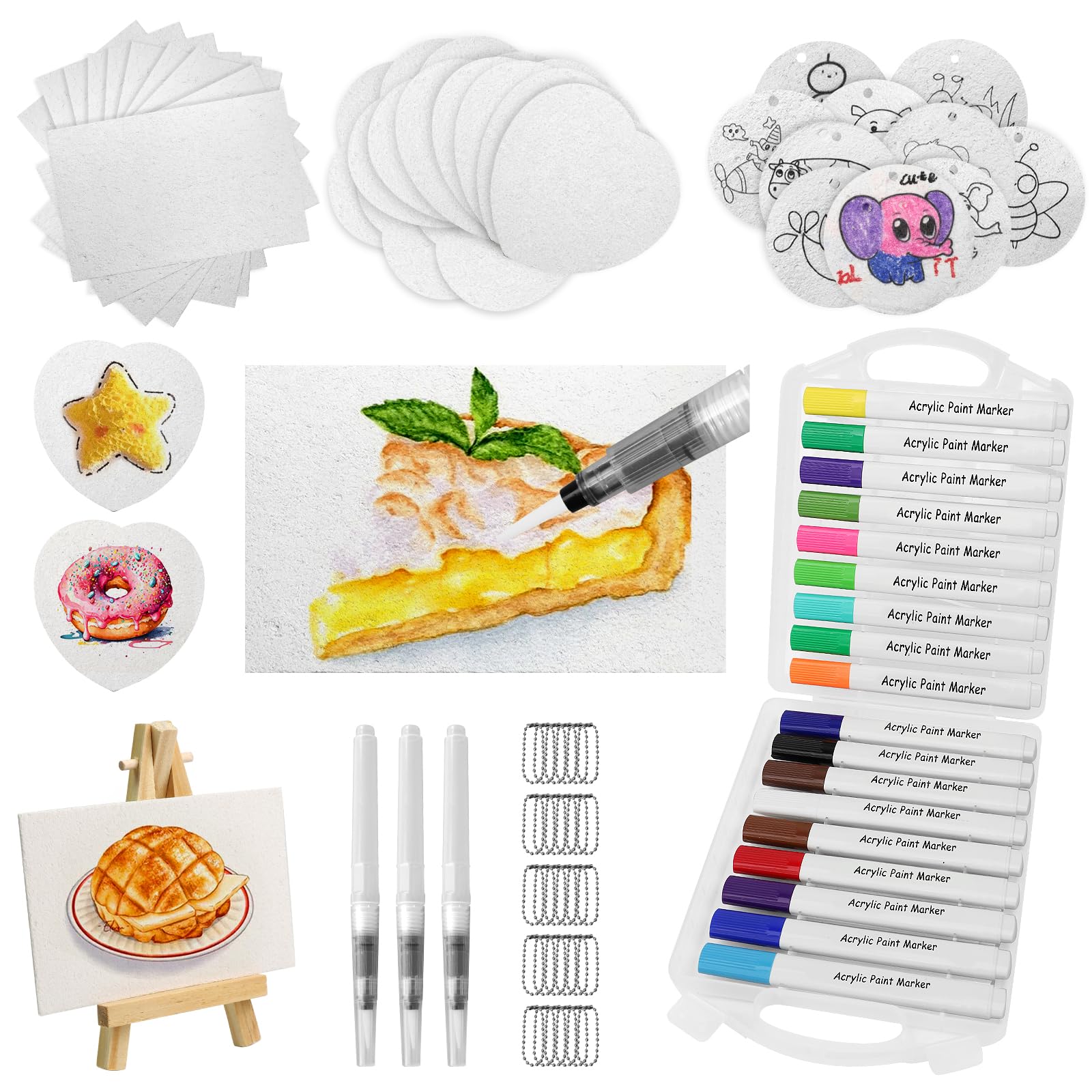 TPTGIAR 3D Magic Puffy Paint - magiczny zestaw do malowania teksturą 3D z 18 kolorowymi długopisami, zestaw do malowania DIY dla dzieci z 3 pędzlami do pisania (mały, średni i duży), 30 naszyjników