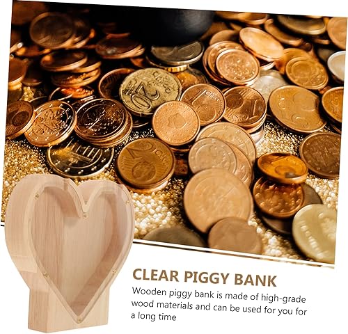 Miniatura 4 de 2pcs Love Piggy Bank Dinosaur Banks Unopenable Piggy Bank Clear Bank Wood Heart Piggy Bank Saving Bank Clear Piggy Bank Personalized Piggy Bank Car