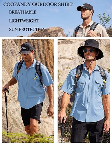 Vista 5 de COOFANDY Men's UPF 50+ UV Short Sleeve Hiking Fishing Shirt Sun Protection Shirt