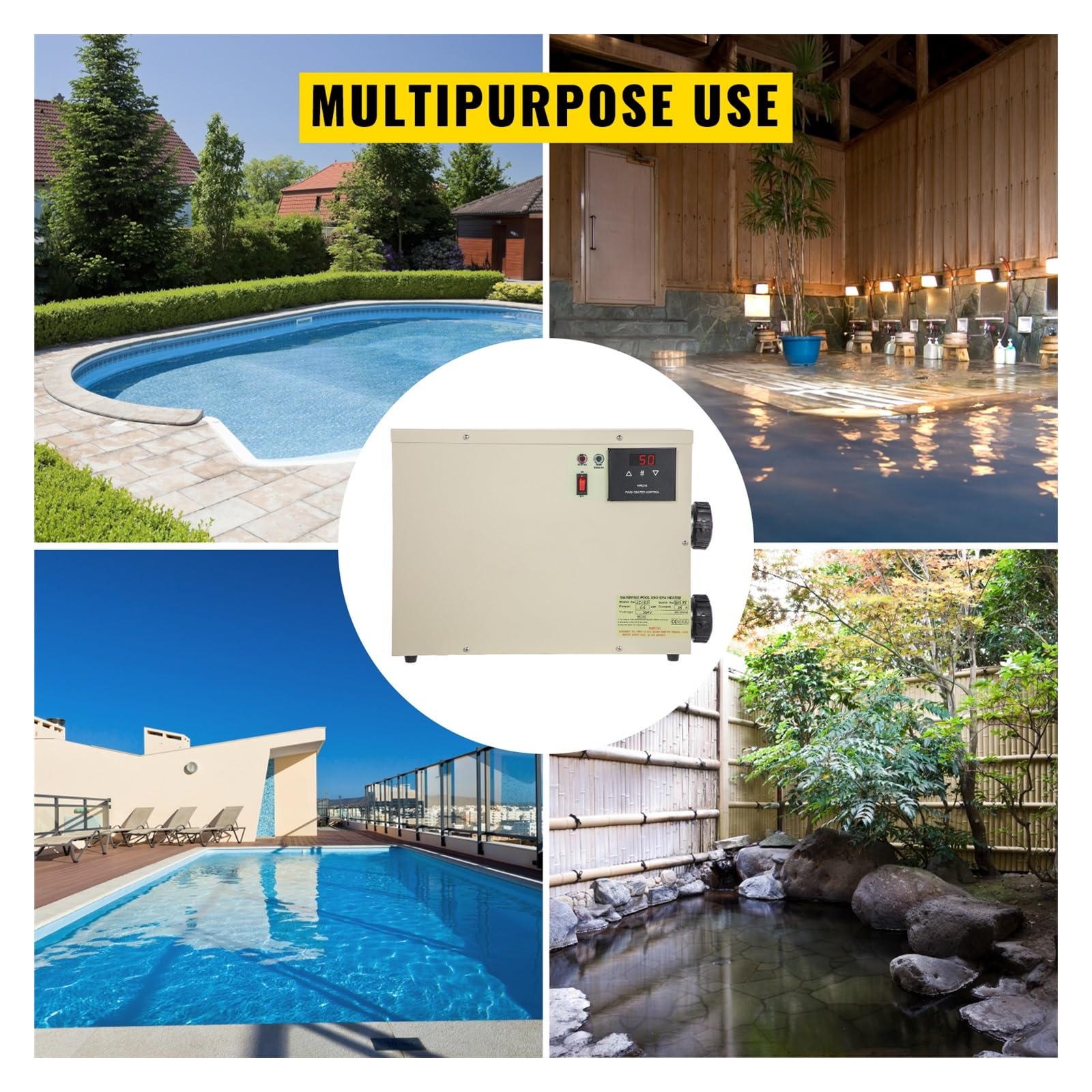 Riscaldatore per piscina Termostato for scaldabagno digitale elettrico 11KW Riscaldatore for piscina SPA Vasca idromassaggio Riscaldamento for vasca Temperatura regolabile Pompa di calore per piscina
