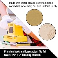 Vista 5 de Dura-Gold Hojas de papel de lija dorado de 1/2 hoja, grano 60 (caja de 12) – Carpintería para muebles de madera – Hojas de soporte de gancho y bucle