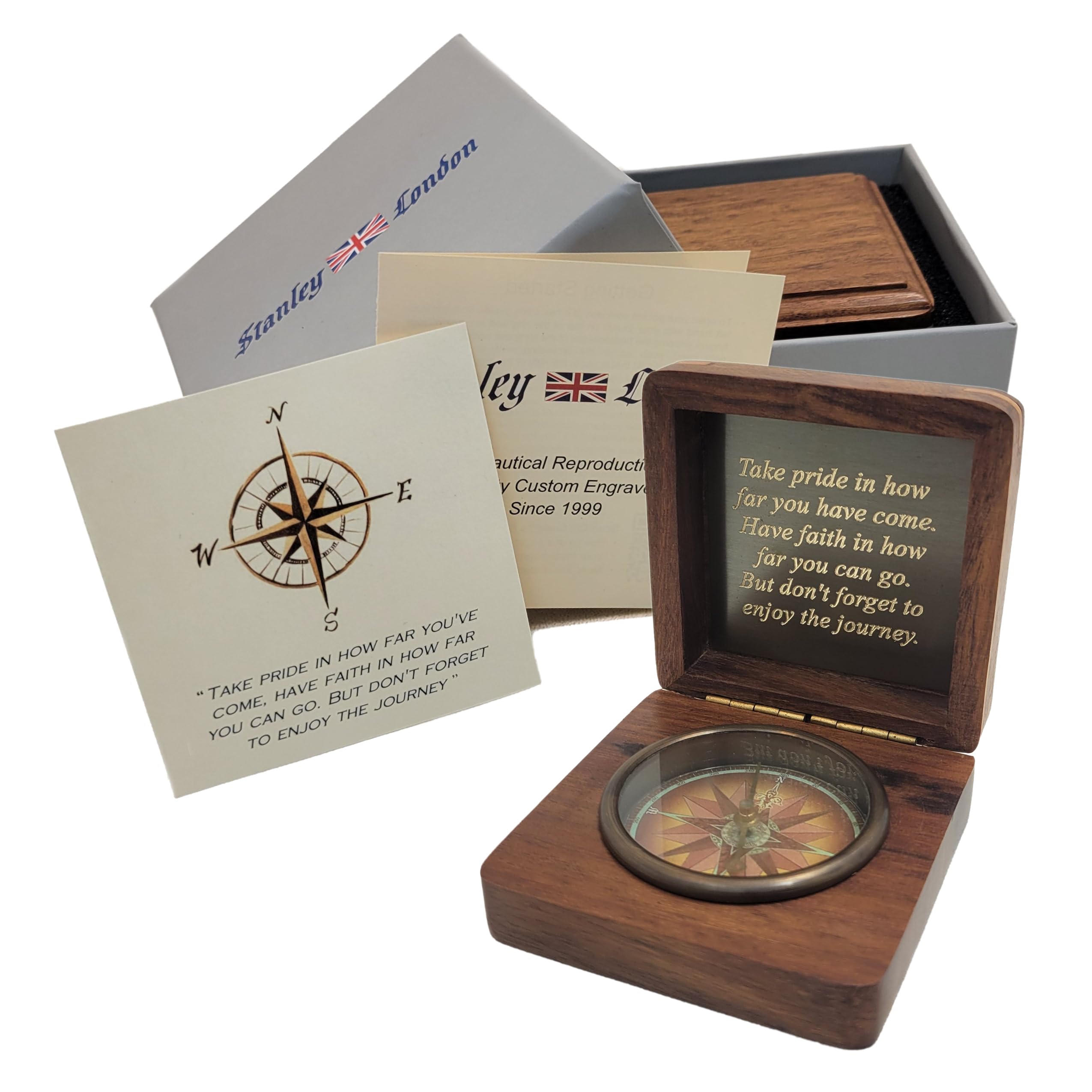 Custom Engravable Captain's Desk Compass | Personalized Baptism Gifts for Boys | Engraved Graduation Compass Gift for Son, Grandson (FBA - Take Pride)