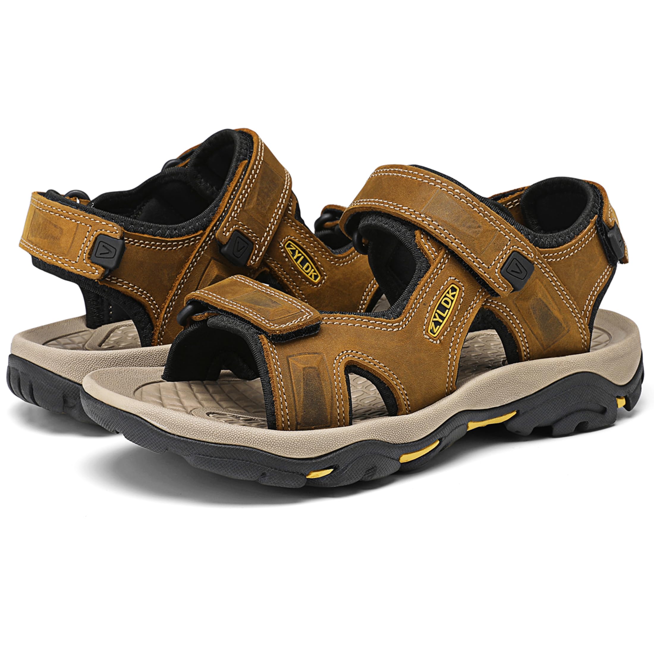 Herren Sandalen Leder Strand Trekkingsandalen Outdoorschuhe Sommer Wanderschuhe Beach Trekkingschuhe Männer Sport-Outdoor Atmungsaktive Sandale Wandersandalen