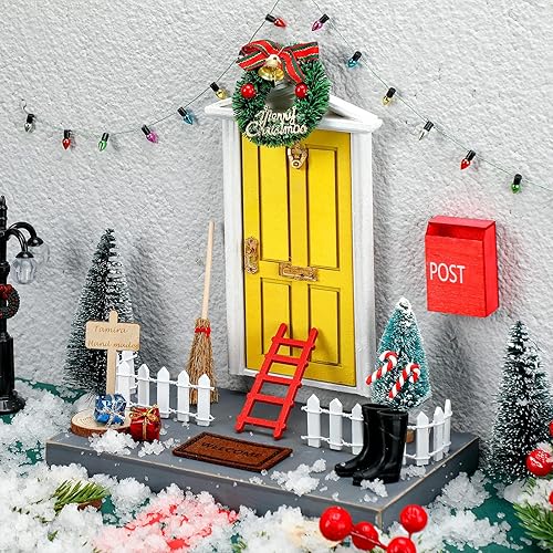 Hungdao 20 piezas de puertas de hadas de elfo de Navidad para decoración de puertas encantadas de hadas, decoración de Navidad al aire libre,