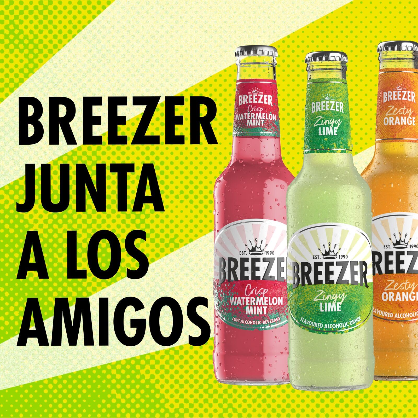 BREEZER Zingy Bebidas Alcohólicas Sabor Lima, 4% ABV, 24 x 27.5cl / 275ml, Bebidas alcohólicas saborizadas, Listas para Tomar