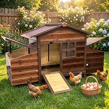 Chicken Coop with 2 Nesting Boxes, Wooden Chicken Coop with Pull-Out Tray, Hen House Cages for Poultry Chickens 50" Lx19 Wx27 H