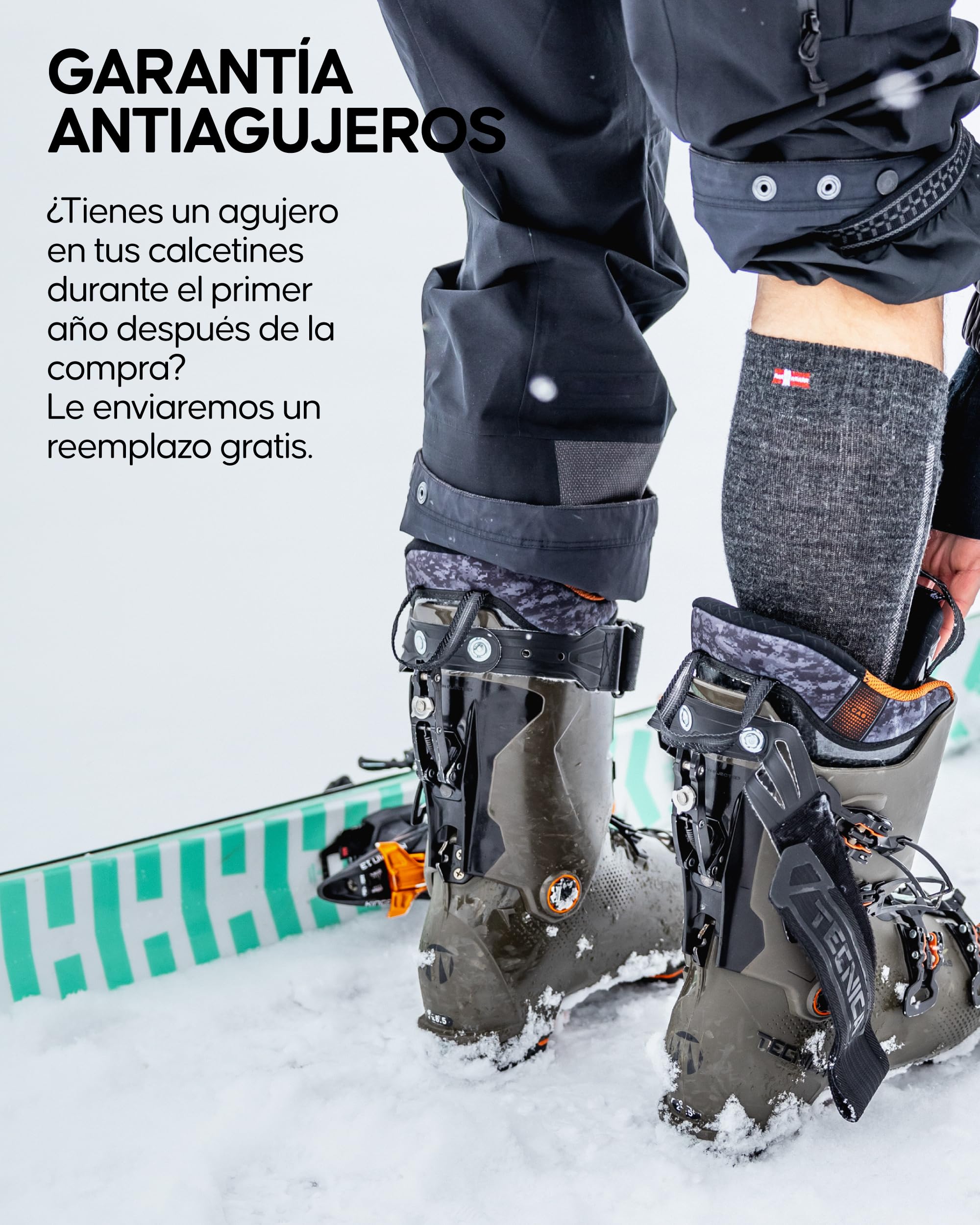 DANISH ENDURANCE Calcetines de Esquí Térmicos de Lana Merino, 2 pack, Multicolor: 1 x Gris Oscuro, 1 x Azul/Amarillo, 39-42