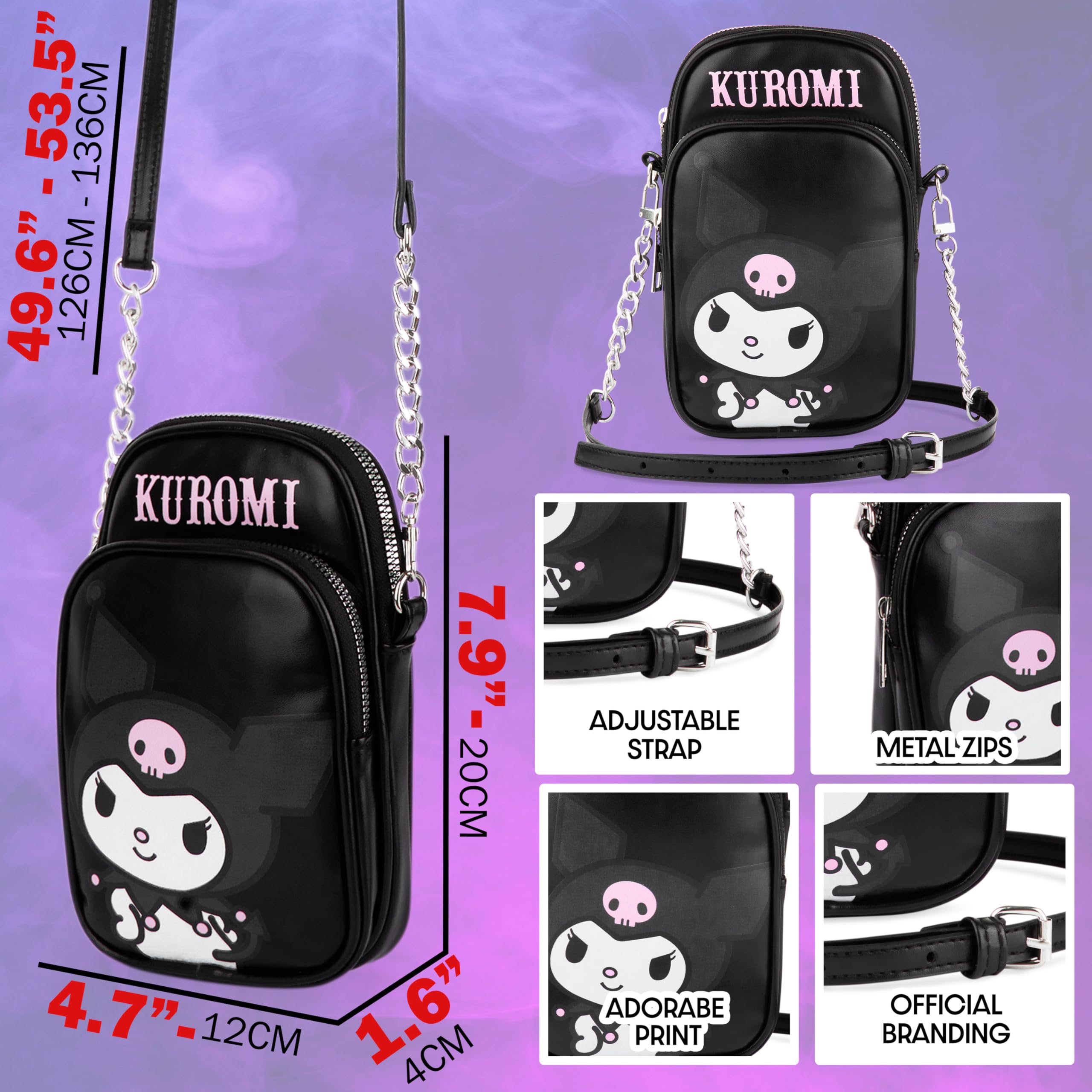 Get Trend Hello Kitty Sanrio Kuromi Torebka na ramię dla dziewczynek, saszetka na telefon, niezbędne akcesoria podróżne Kawaii, prezenty z motywem anime