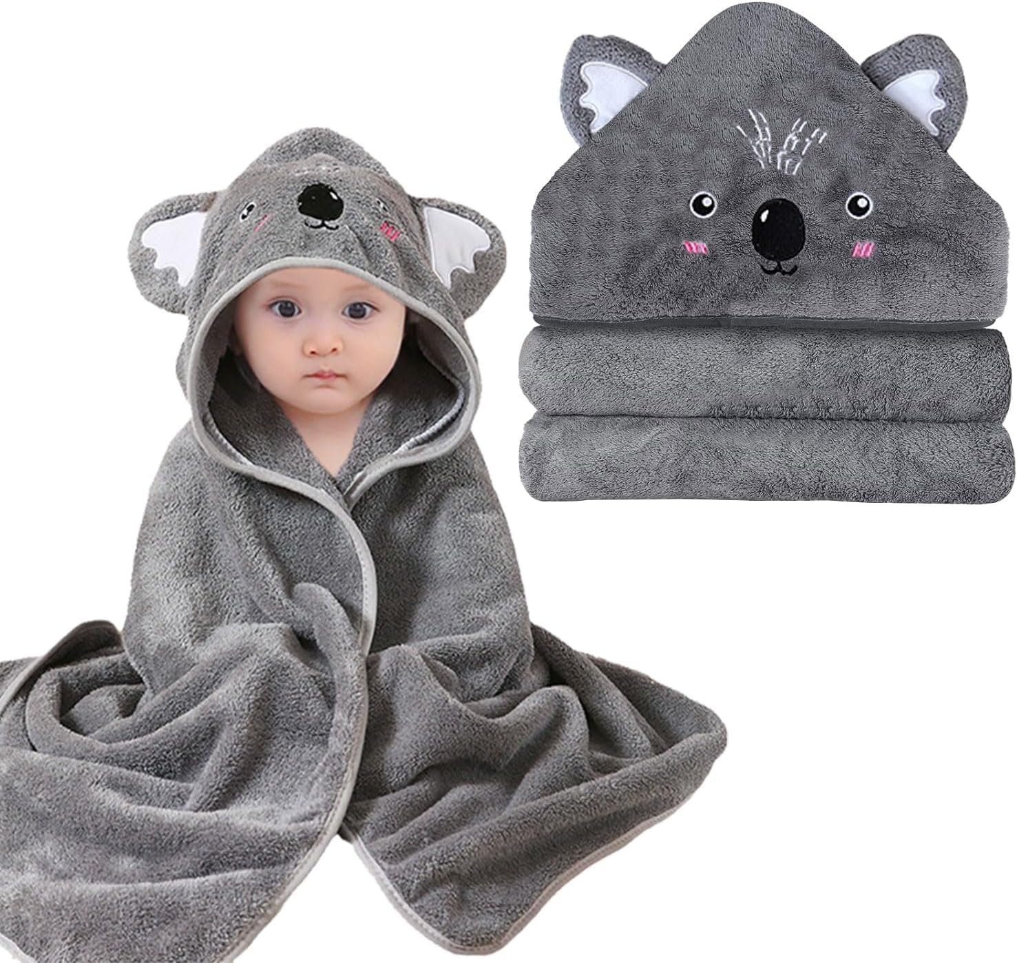 Shengruili Baby Handtuch Kapuze,80X80cm Kapuzenhandtuch Baby,Super Saugfähig Kleinkinder Badetücher,Baby Badetuch Set,Badetücher Kapuzenhandtuch,Kuscheliges Babyhandtuch,Badetuch mit Kapuze