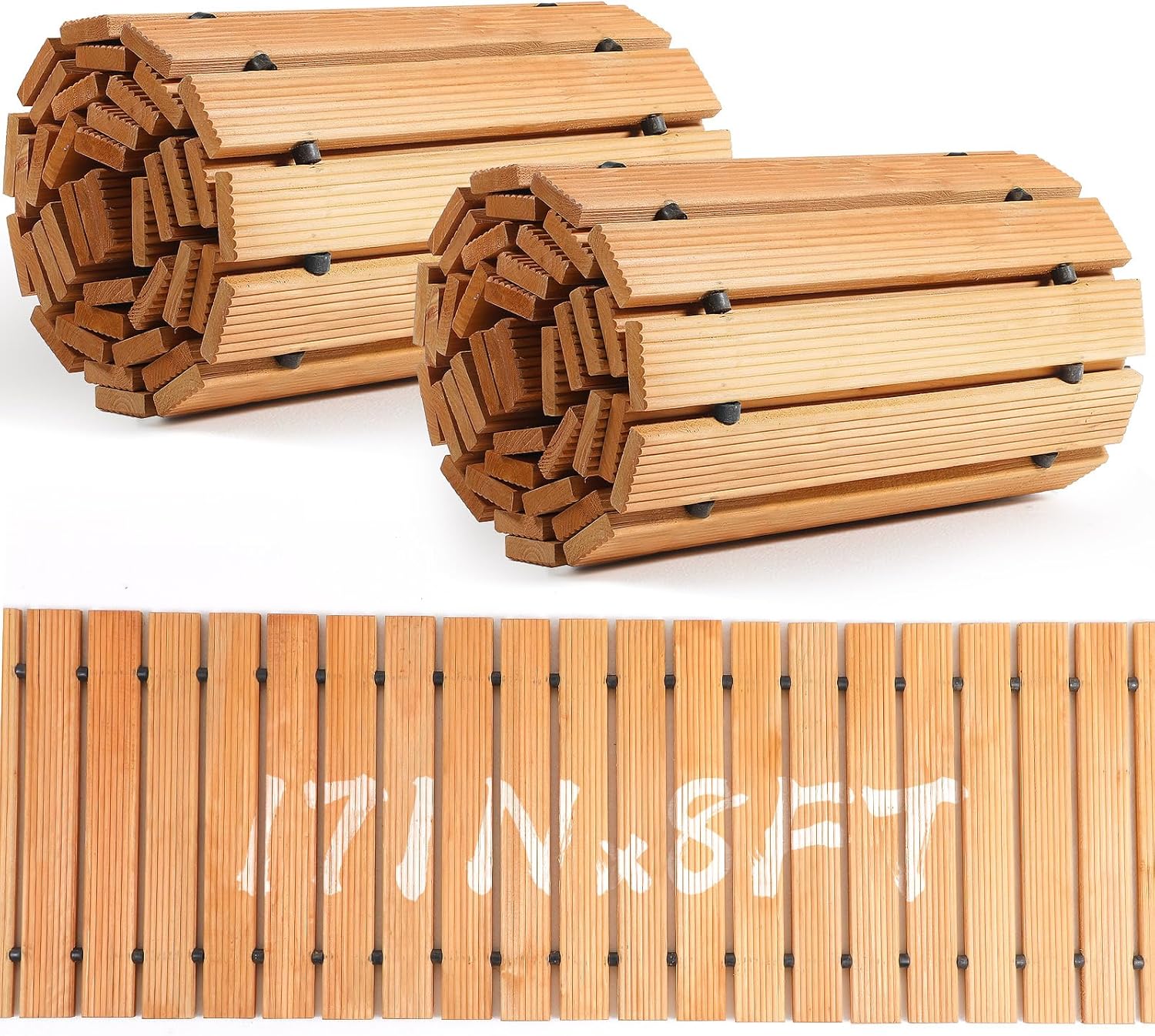 Tatuo 2 Pack Wooden Garden Pathway, 8 ft L x 17 in W Roll Out Walkway Outdoor Path Wood Flooring Boardwalk Pavers for Garden Backyard Patio Beach Outdoor Wedding Party